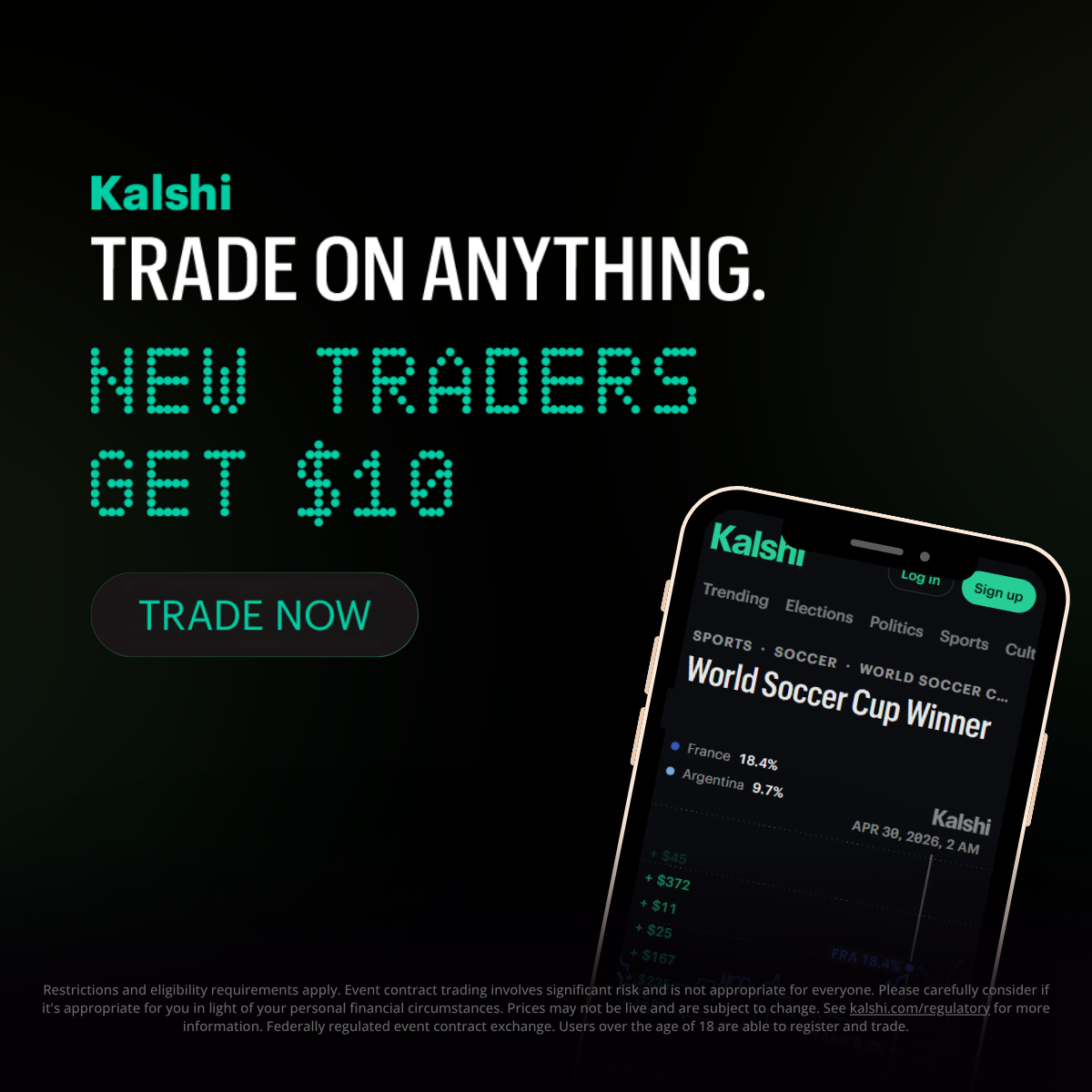 Kalshi new-trader offer: get $10